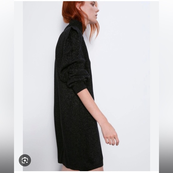 NWT ZARA black metallic sweater dress - Picture 6 of 8